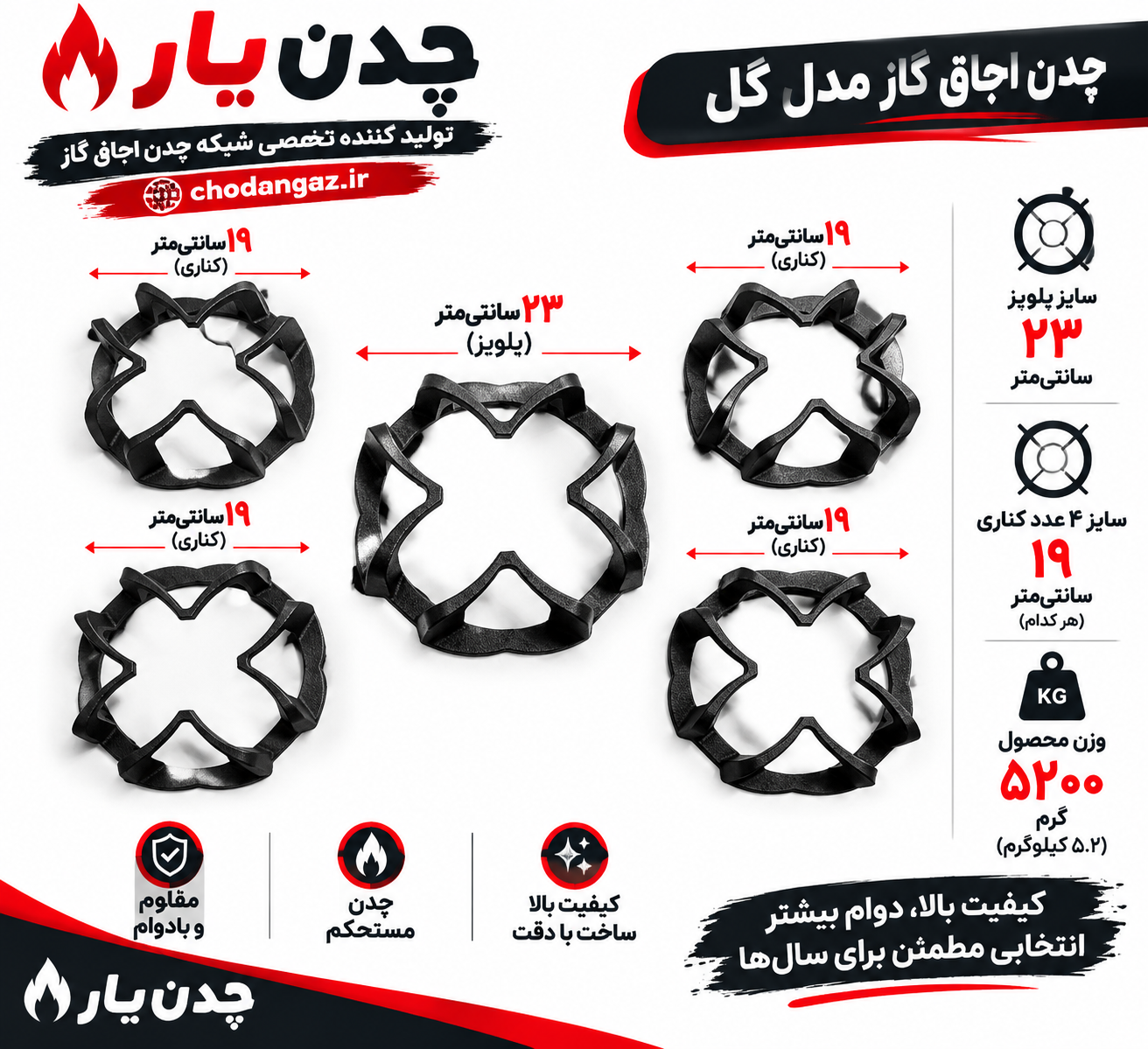چدن گاز مدل گل